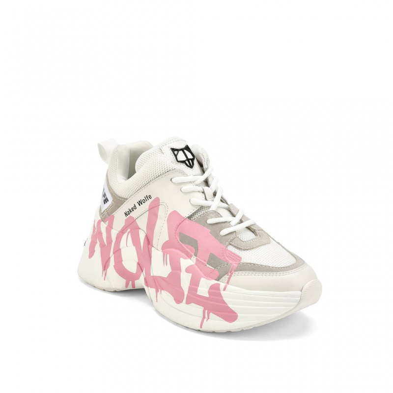 Naked Wolfe Track Logo Women's Sneakers Pink UK | C9R-3629