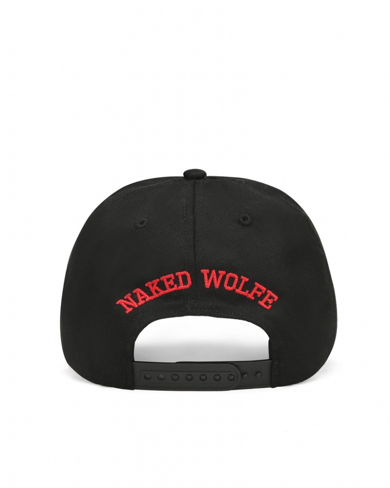 Naked Wolfe Varsity Unconstructed Cap Men's Hats Black / Red UK | P6D-1092