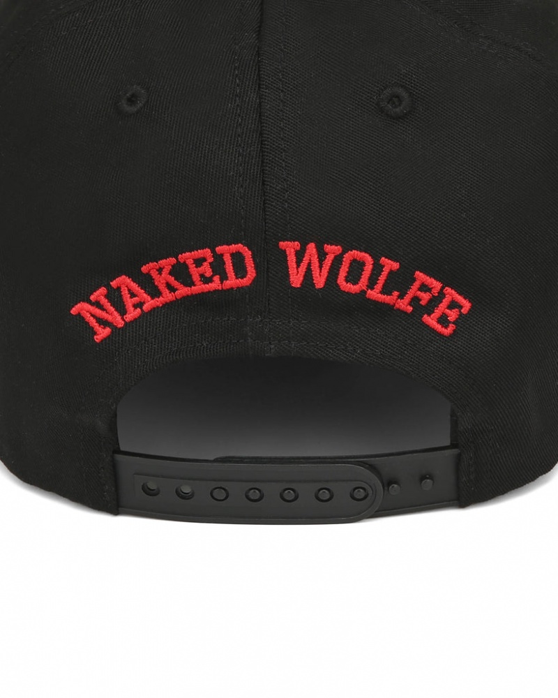 Naked Wolfe Varsity Unconstructed Cap Men's Hats Black / Red UK | P6D-1092