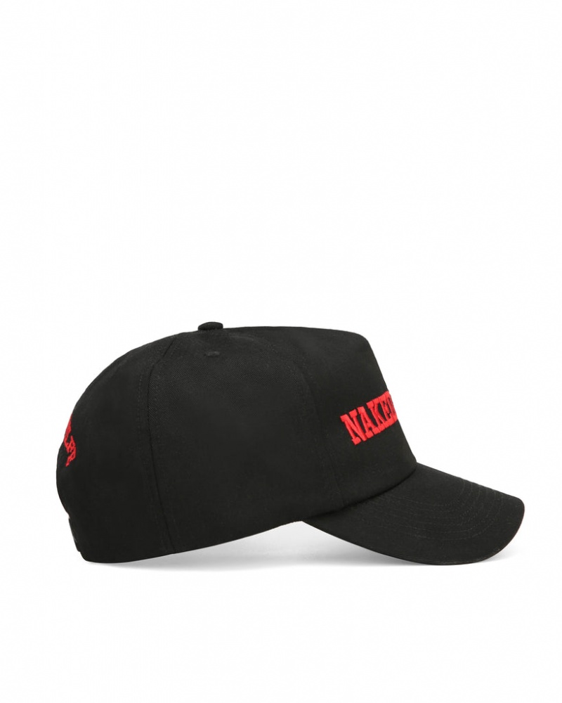 Naked Wolfe Varsity Unconstructed Cap Men's Hats Black / Red UK | P6D-1092