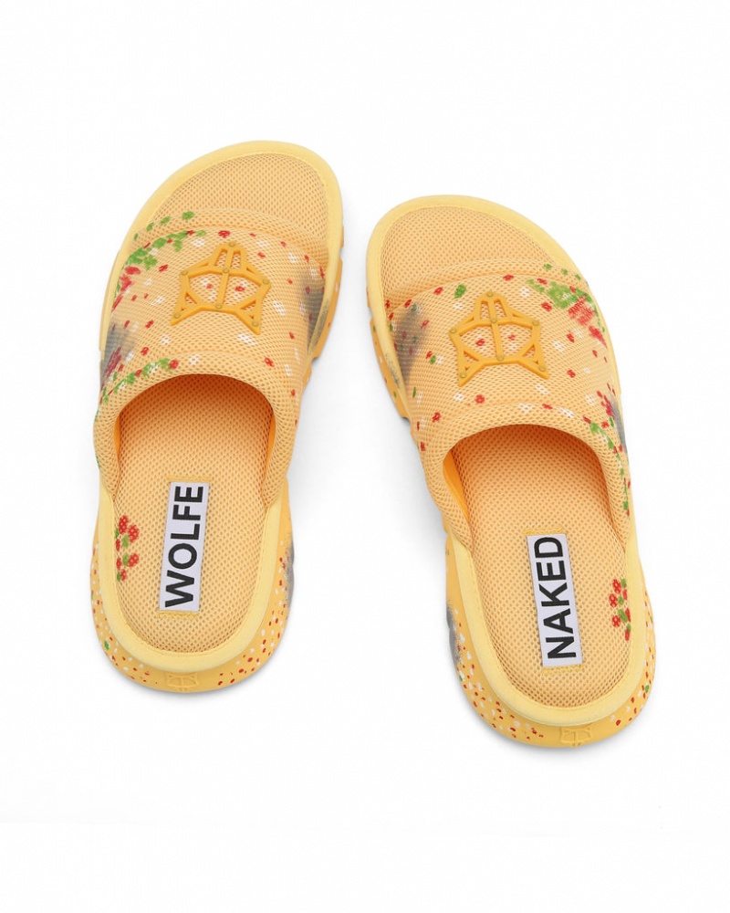 Naked Wolfe Vegas Men's Slides Yellow UK | H6H-1589