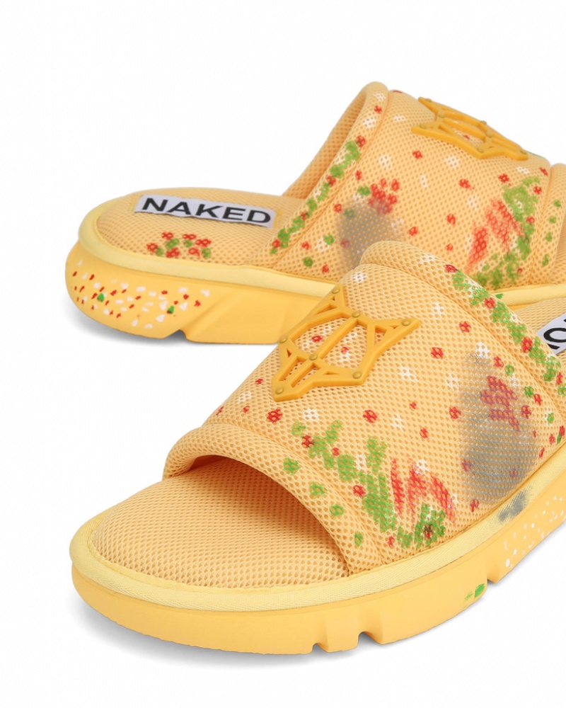 Naked Wolfe Vegas Men's Slides Yellow UK | H6H-1589