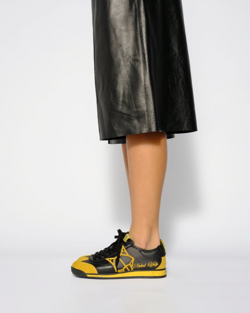 Naked Wolfe Vital Women's Sneakers Black / Yellow UK | H7E-2056