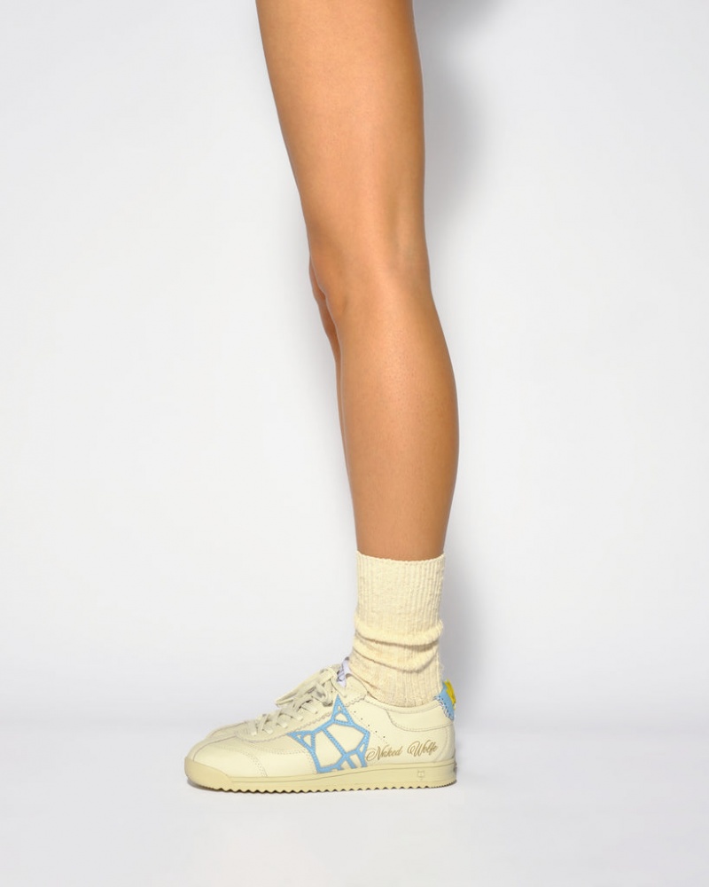 Naked Wolfe Vital Women's Sneakers Cream / Blue UK | T6I-0756