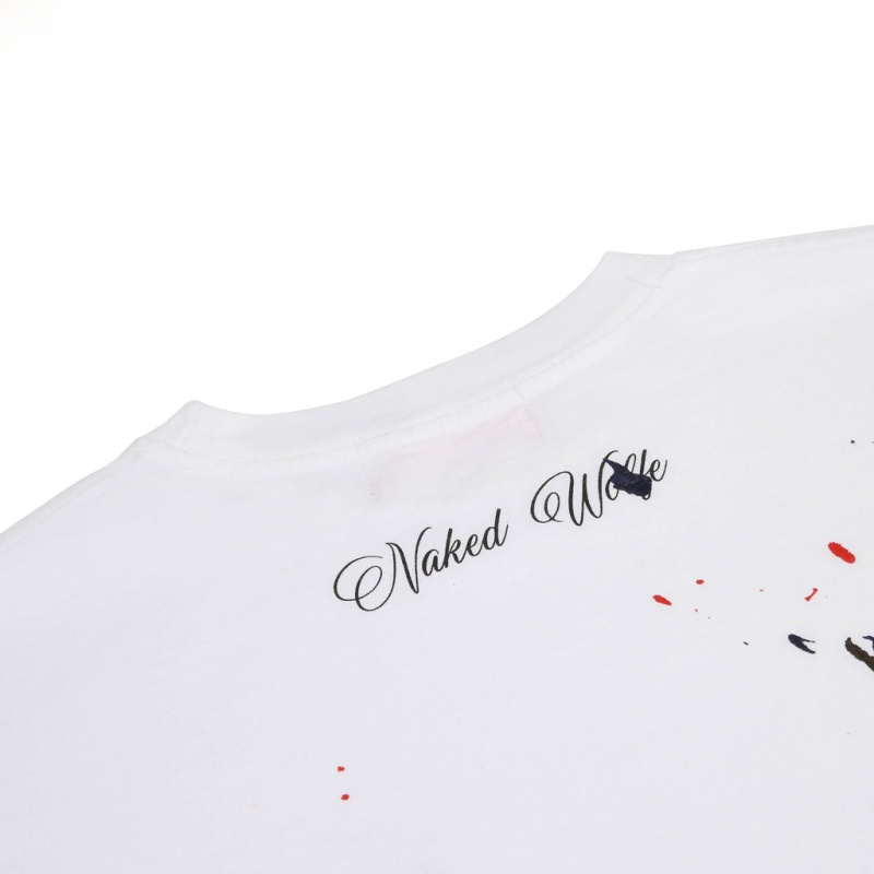 Naked Wolfe Wolfe Paint Splatter Men's T Shirts White UK | Z2Y-8337